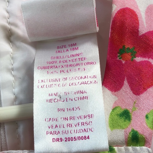 Nanette Baby Easter Dress Pink Floral Bubble Formal Dress Flower appliqué 18 Mo - Picture 7 of 8